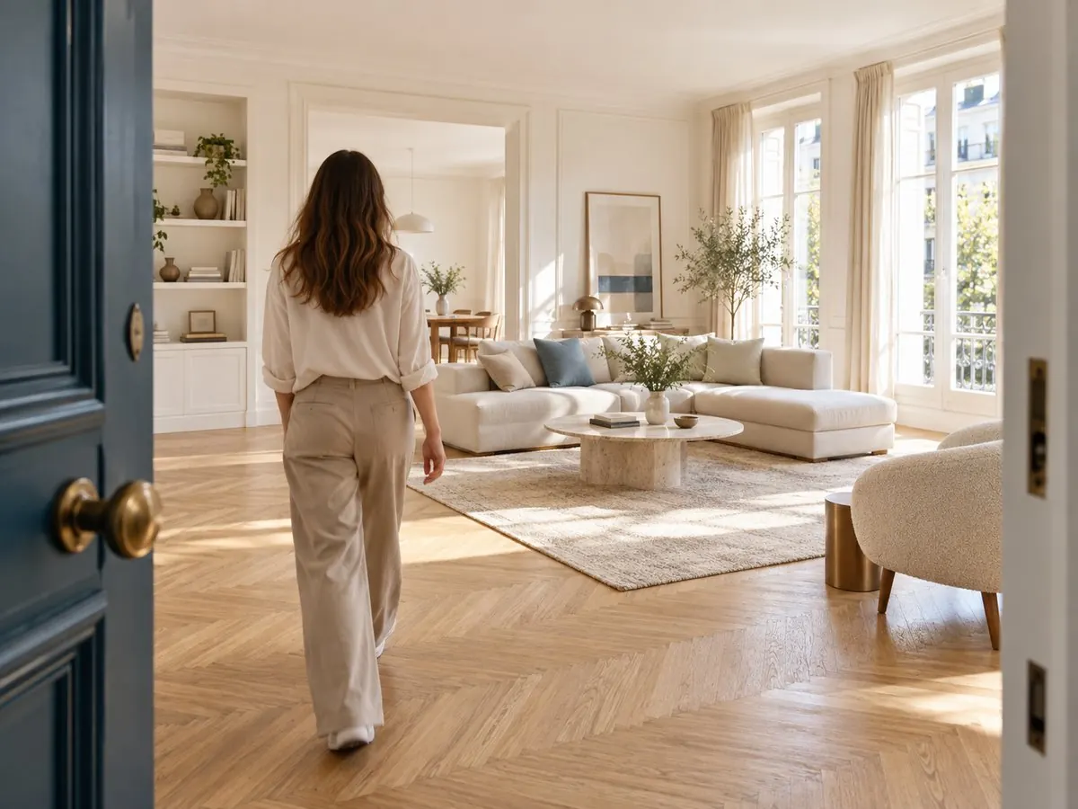 A door ajar onto a bright room